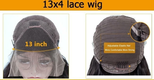Perruque en cheveux humains ondulés profonds avec lace frontale transparente HD 13x4, densité 200%