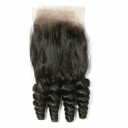 Tissage de cheveux humains brésiliens de qualité 10A, 3/4 pouces, avec fermeture 4x4.