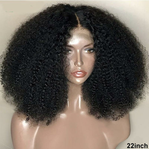 Perruque brésilienne 13x4 afro crépue bouclée avec lace front en cheveux humains
