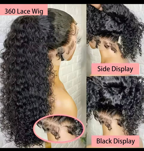 Perruque 360 HD Full Lace en cheveux humains bouclées