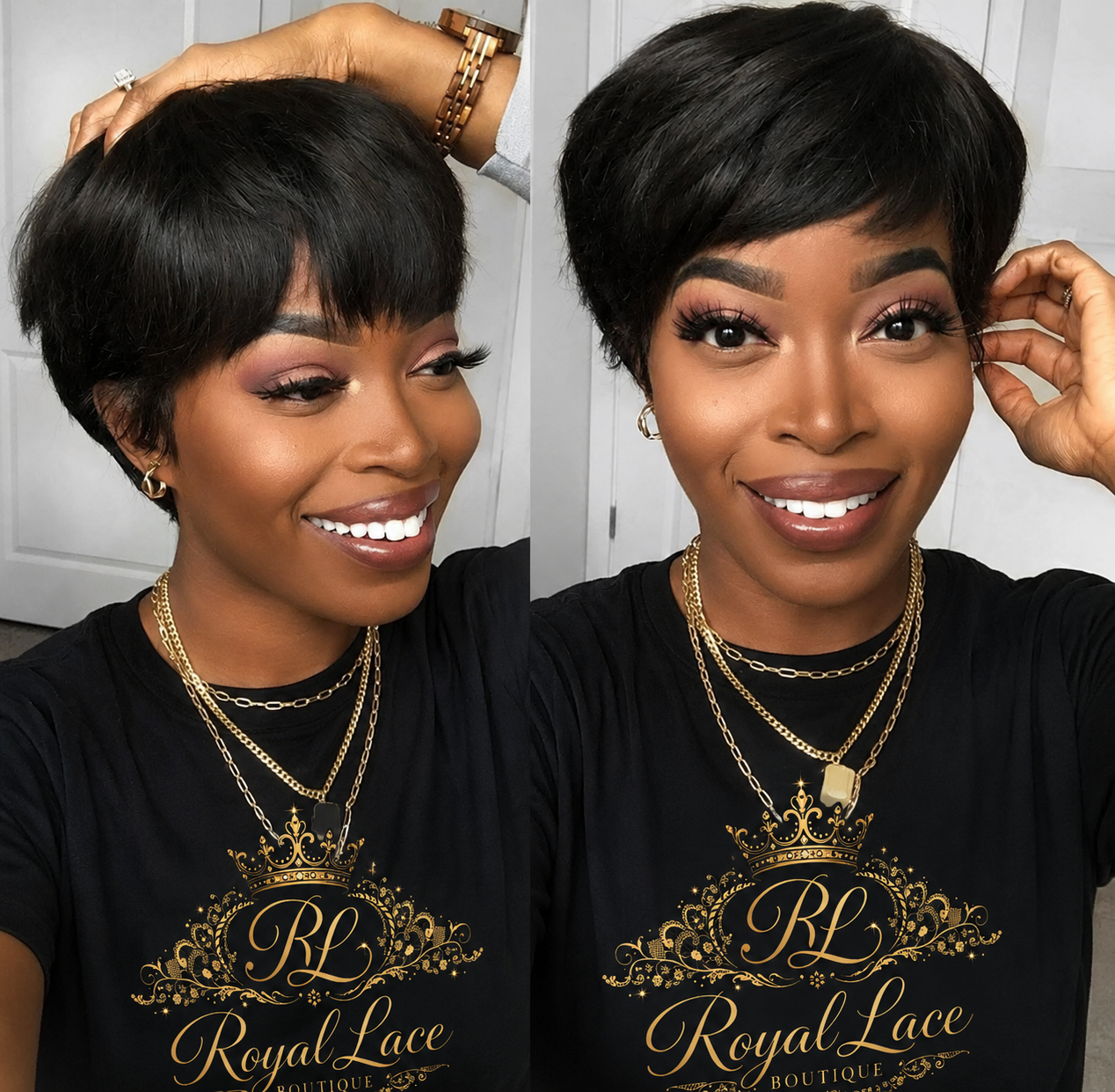 Perruque courte noire coupe pixie