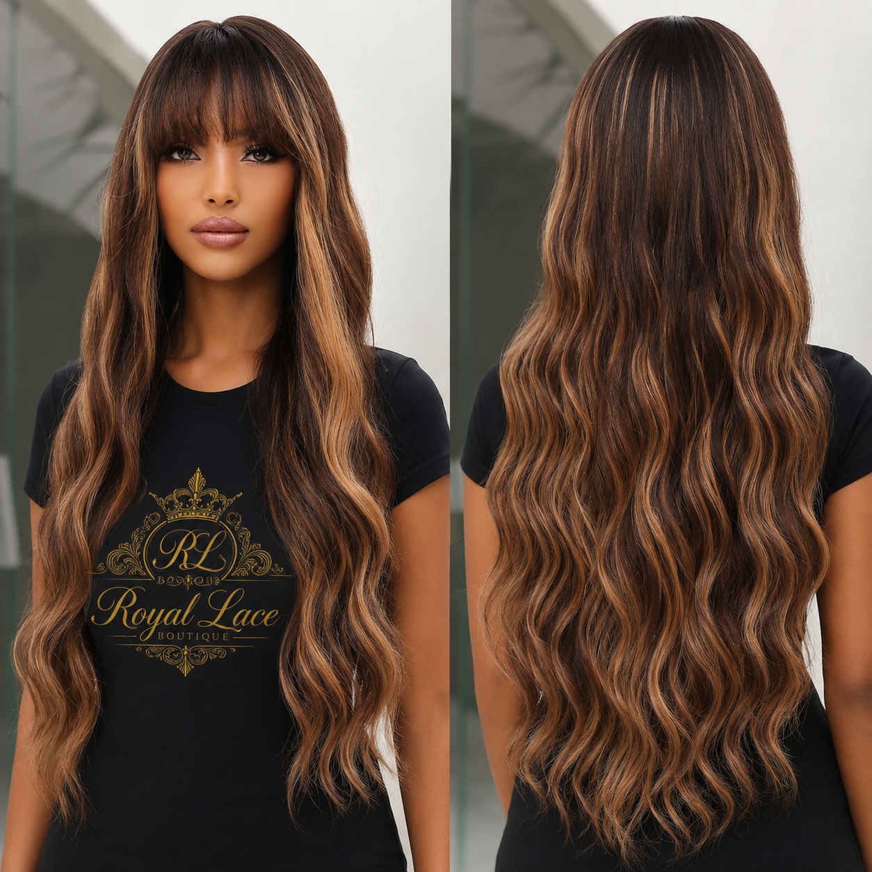Perruque aux cheveux longs et bouclés