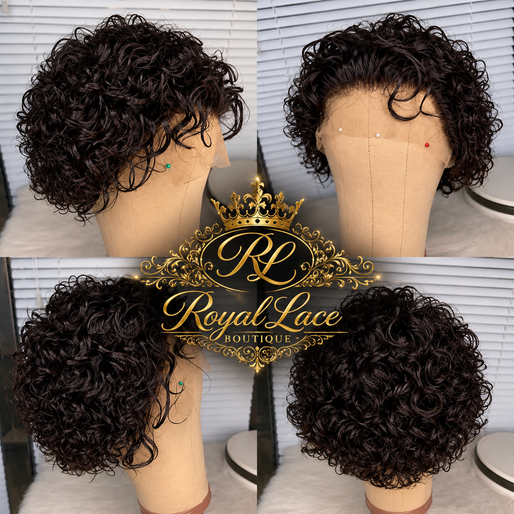 Perruque Pixie Cut en cheveux humains avec lace front