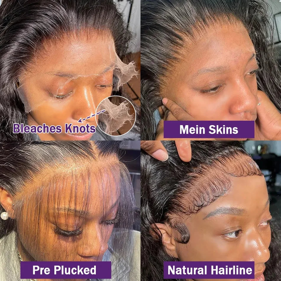 Perruques Body Wave en cheveux humains, 30 à 40 pouces