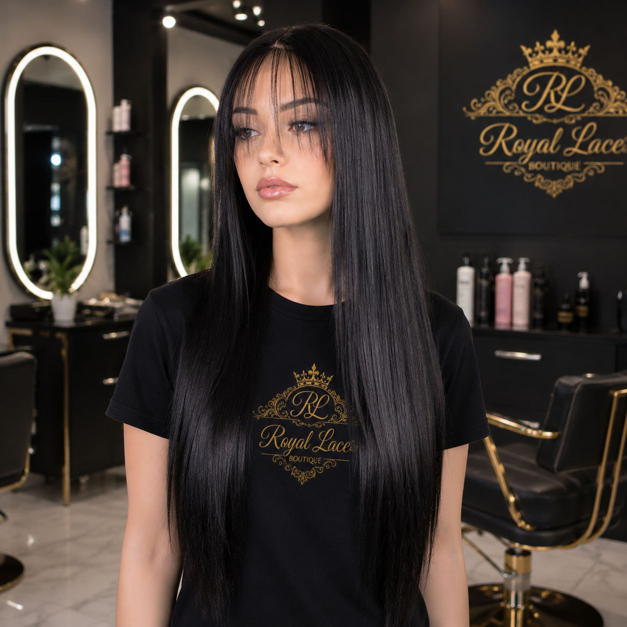 Perruque Style lisse en cheveux humains avec lace front