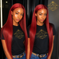 Perruque en cheveux humains rouges avec lace frontale 99J 360