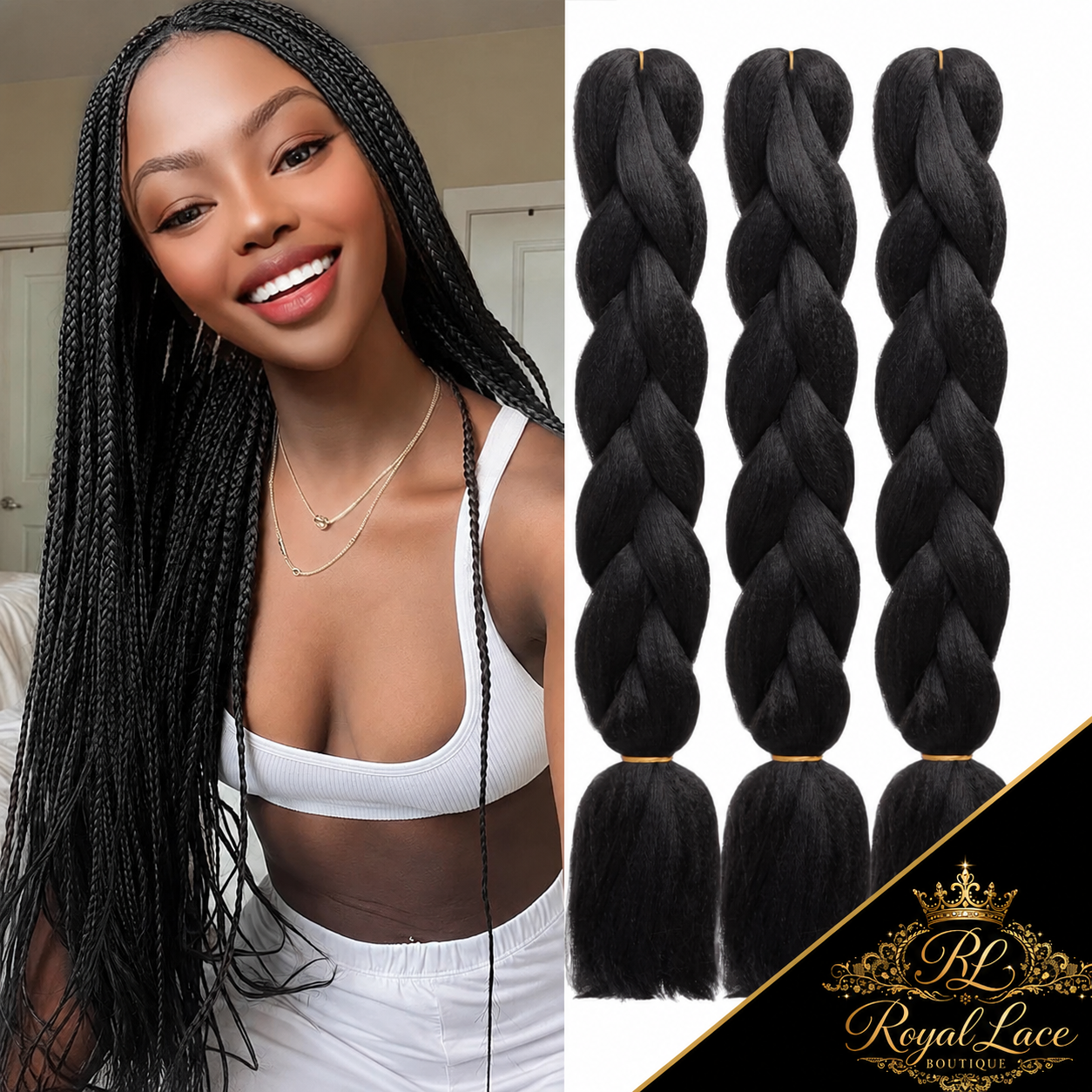Extensions de cheveux synthétiques à tresser de 61 cm (24 pouces) et 100 g