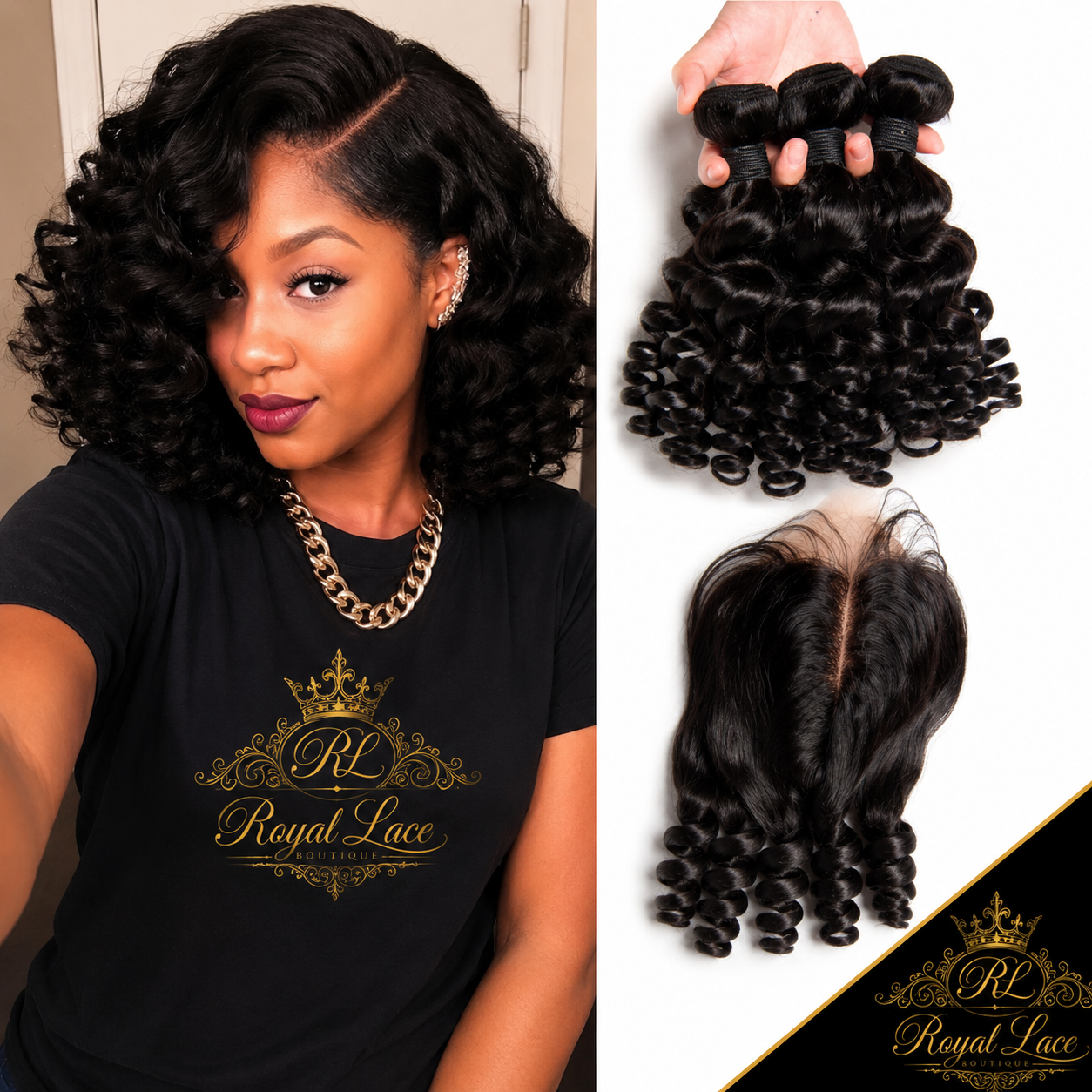 Tissage de cheveux humains brésiliens de qualité 10A, 3/4 pouces, avec fermeture 4x4.