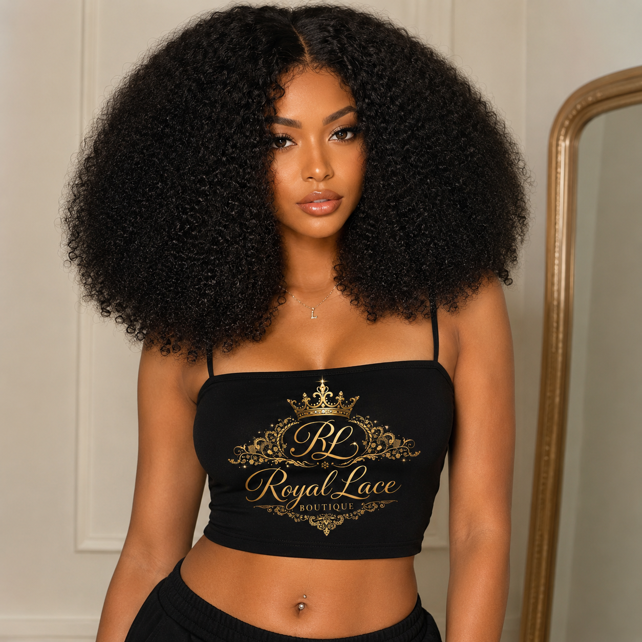 Perruque brésilienne 13x4 afro crépue bouclée avec lace front en cheveux humains