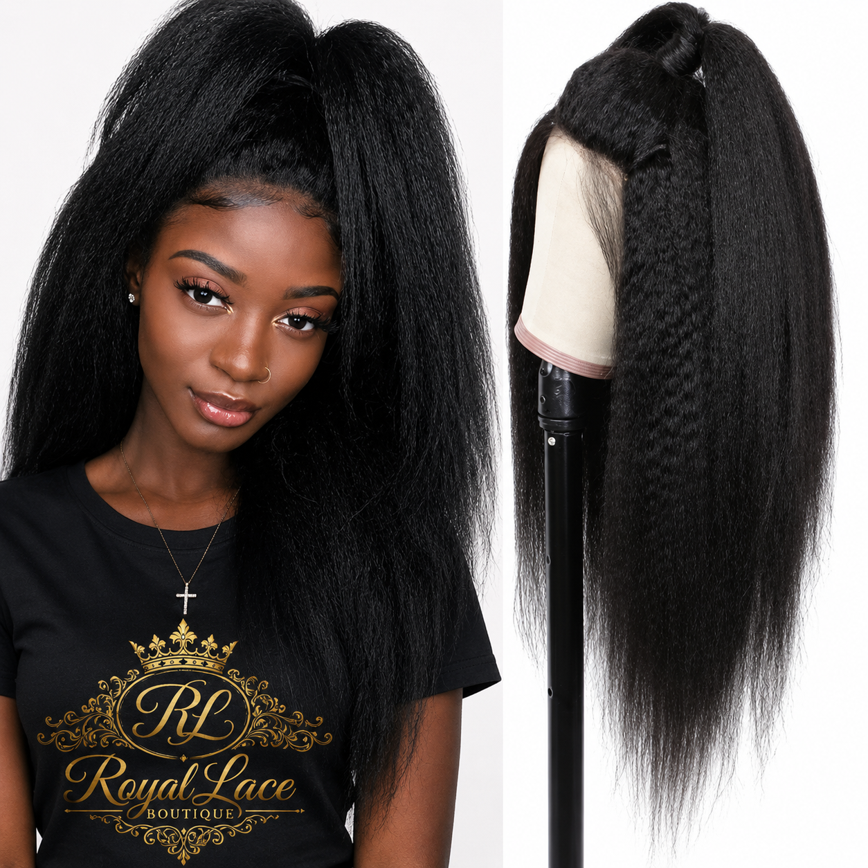 13x4 HD Transparent Lace Frontal Kinky Straight Human Hair Wigs 200% D