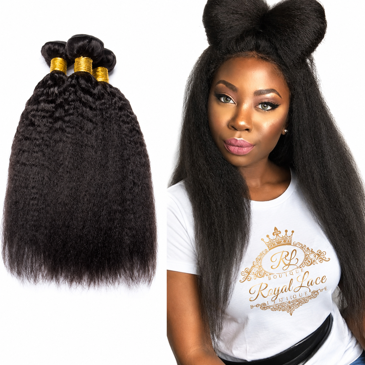 Perruque 10A Grade 3/4 Bundles Cheveux humains brésiliens crépus et lisses