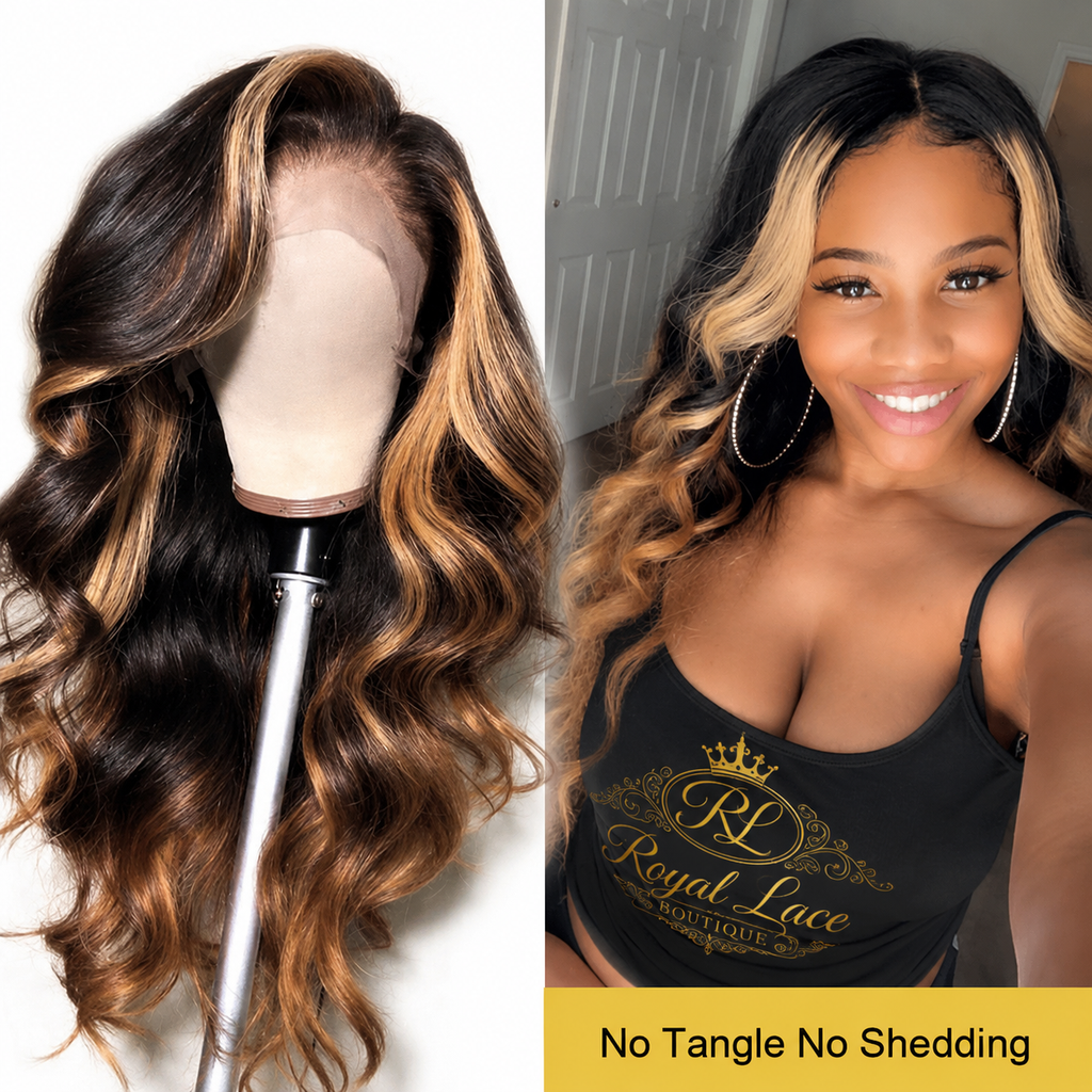 Perruque en cheveux humains blond ombré 13x4 avec lace front, densité 130 % ou 150 %
