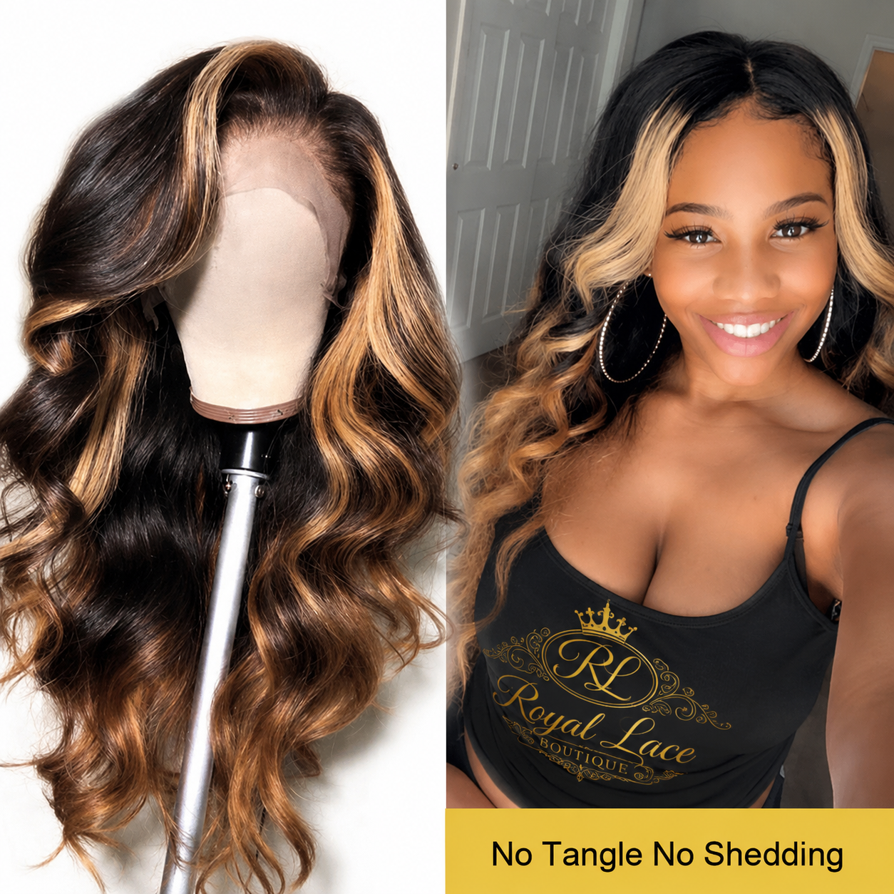 Perruque en cheveux humains blond ombré 13x4 avec lace front, densité 130 % ou 150 %