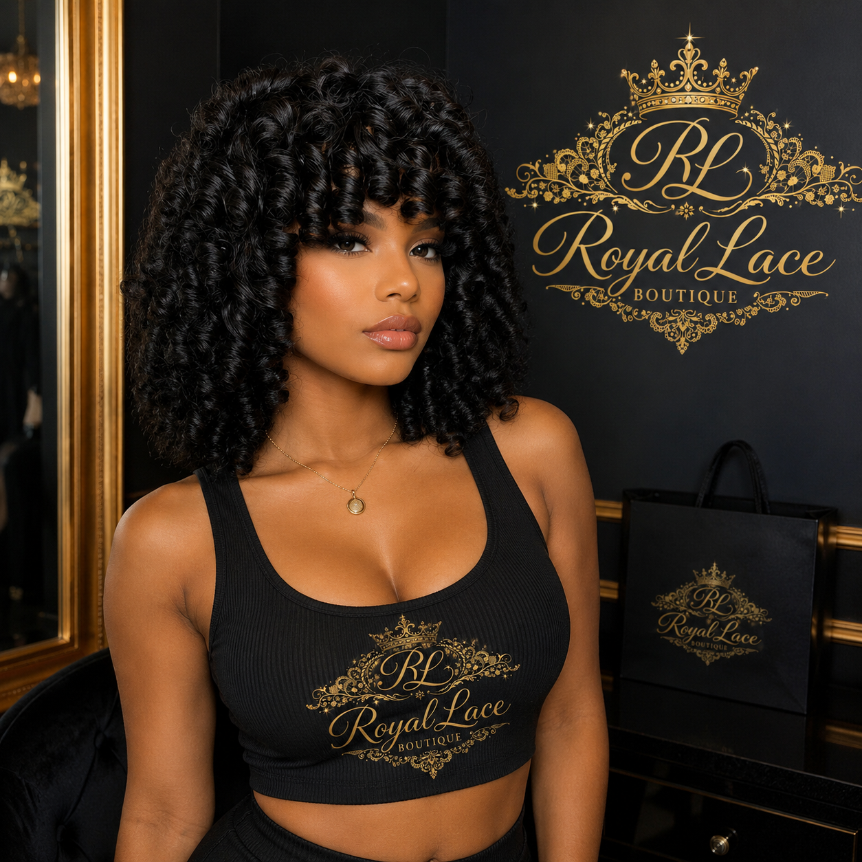 180% Density Rose Curly Short Bob Wig with Bangs Human Hair Brazilian