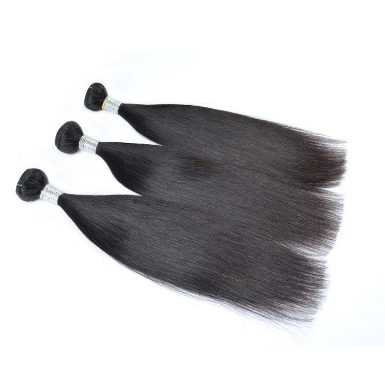 Trois boules de Tissage et closure cheveux naturels lisses
