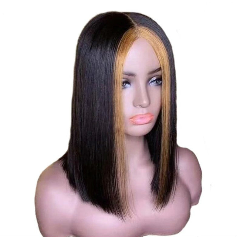 Perruque courte et lisse en cheveux humains