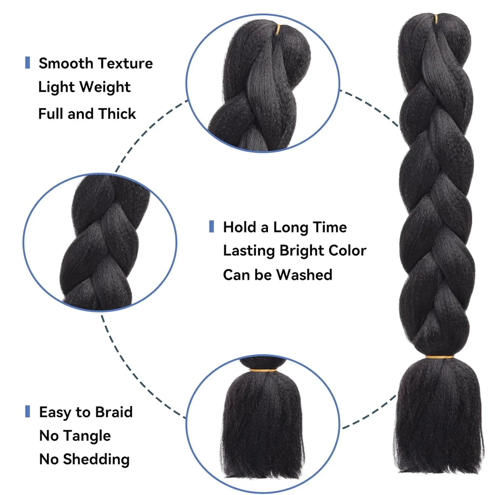 Extensions de cheveux synthétiques à tresser de 61 cm (24 pouces) et 100 g