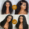 Perruque en cheveux humains ondulés profonds avec lace frontale transparente HD 13x4, densité 200%