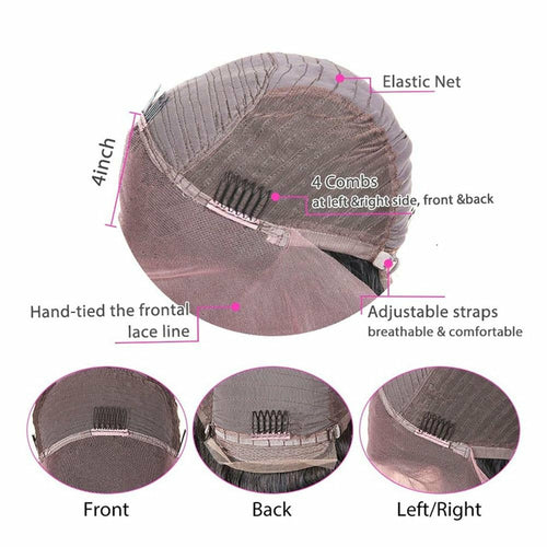 Perruque en cheveux humains ondulés profonds avec lace frontale transparente HD 13x4, densité 200%
