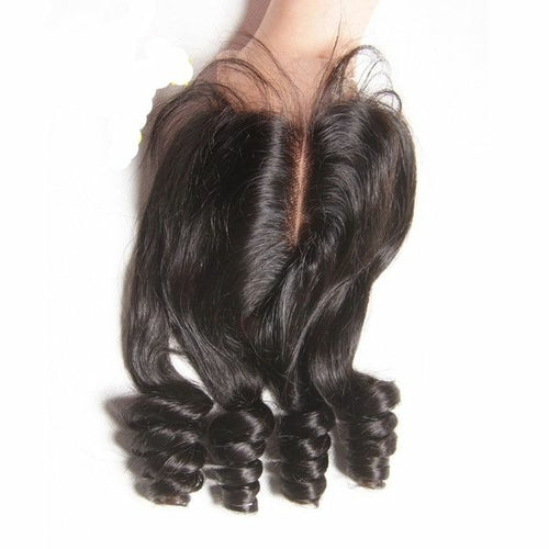 Tissage de cheveux humains brésiliens de qualité 10A, 3/4 pouces, avec fermeture 4x4.